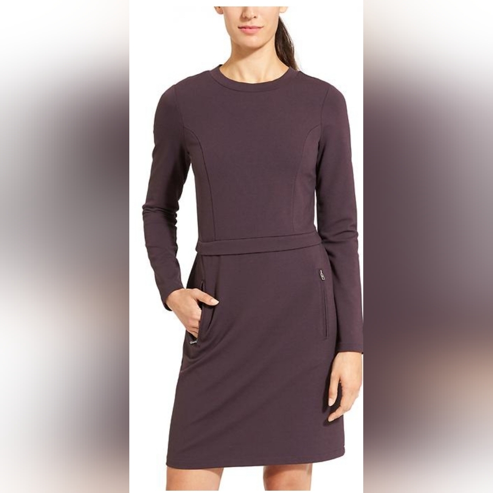 Athleta Long Sleeve Crewneck Dress in Deep Plum